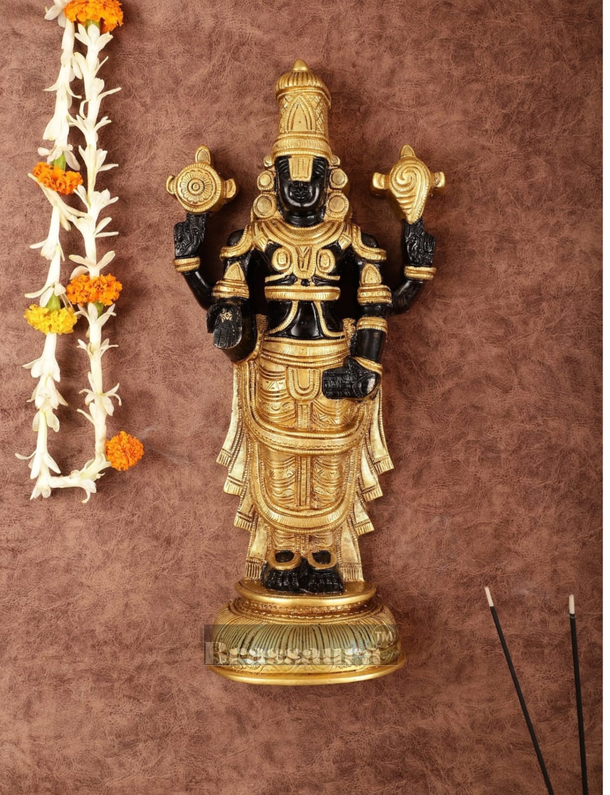 Brassaura™ Brass Tirupati Balaji Wall Hanging Idol – 16 Inches, 7 Kgs