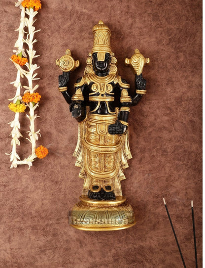 Brassaura™ Brass Tirupati Balaji Wall Hanging Idol – 16 Inches, 7 Kgs