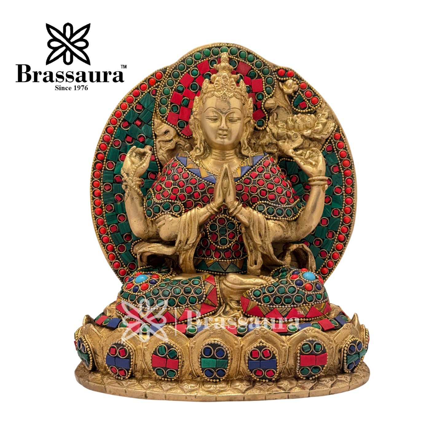 Brass Gem Stone Work Tara Idol for Home and Decor Weight 5.7 Kg Height 24 cm