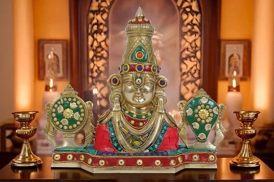Brass Gem Stone Work Bala Ji Wall Hanging for Home and Decor Height 10.2 Inch Weight 2.55 Kg