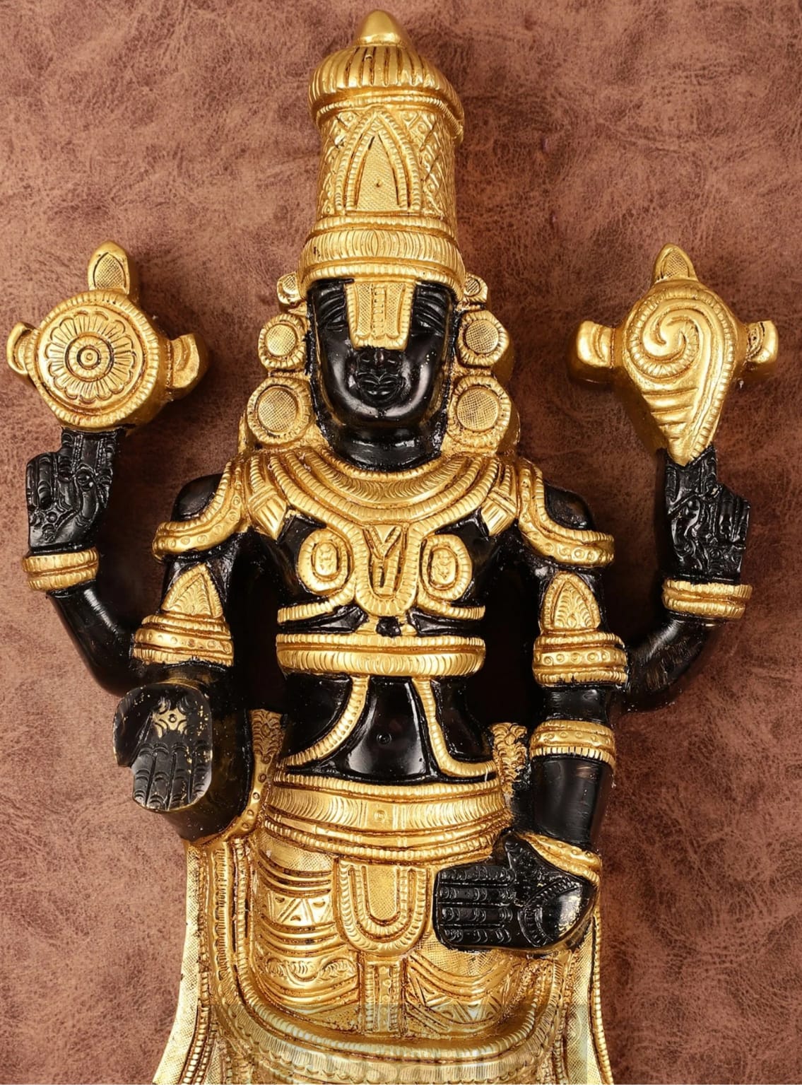 Brassaura™ Brass Tirupati Balaji Wall Hanging Idol – 16 Inches, 7 Kgs