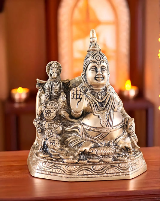 Brassaura™ Vastu Kuber Ji Idol – 6.25 inch | 1.9 kg – Handcrafted Pure Brass Statue for Wealth & Prosperity