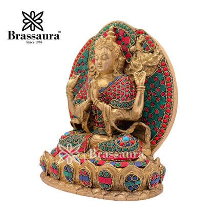 Brass Gem Stone Work Tara Idol for Home and Decor Weight 5.7 Kg Height 24 cm