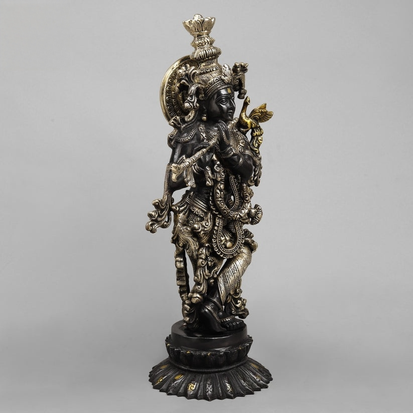 Brass Krishna Statue Black finish 22.5” Inches