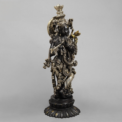 Brass Krishna Statue Black finish 22.5” Inches