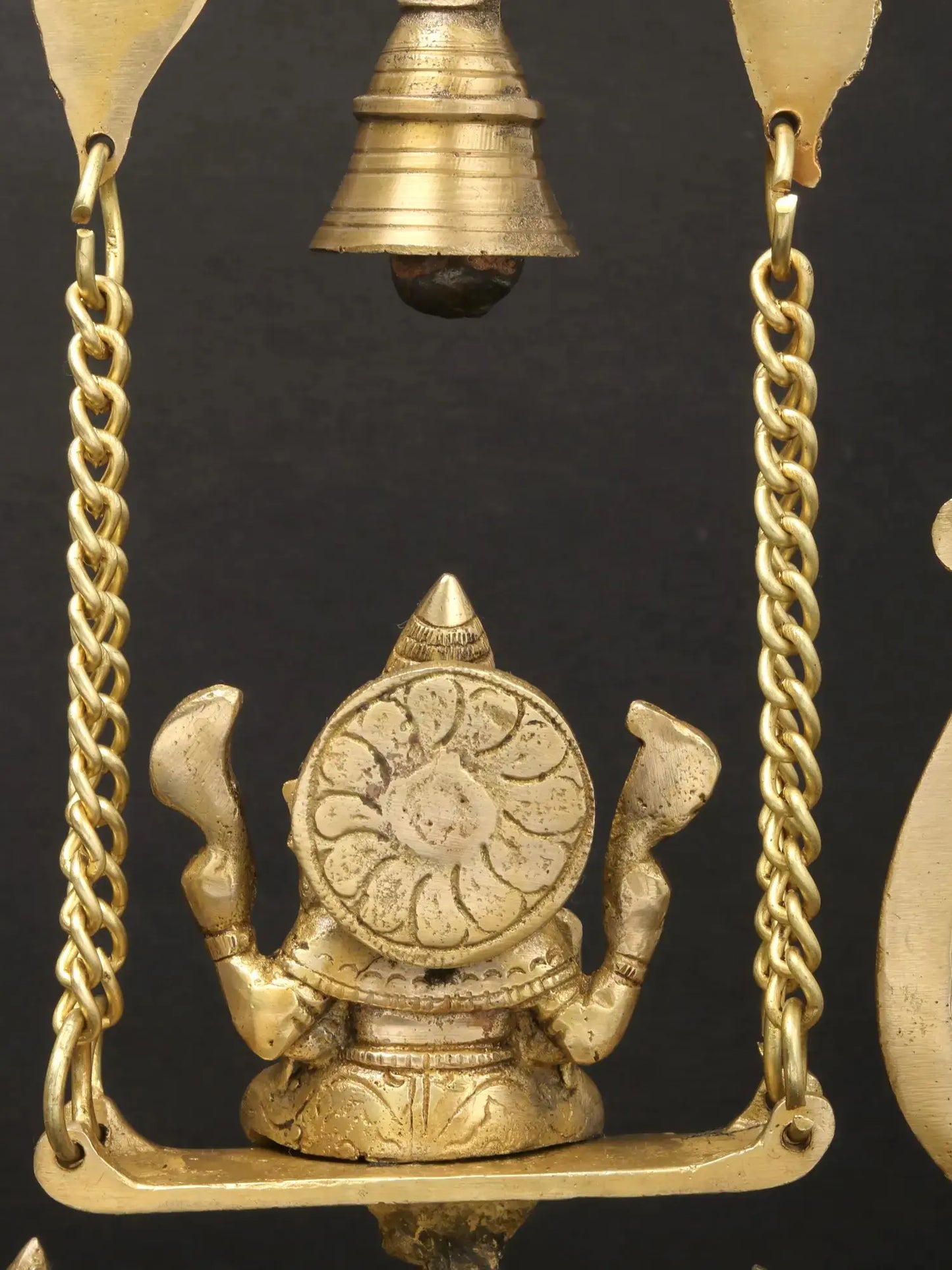 Brassaura™ Brass Lord Ganesha on Kirtimukha Swing with Dangling Bells | Height 14 Inches & Weight 2.82 kgs