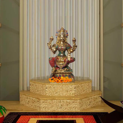 Brassaura® Brass Lakshmi Statue | Height 28.94 Inches & Weight 32.80 kg