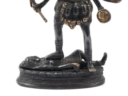 Brassaura® 10.5 Inch Goddess Kali Brass Sculpture | Sacred Handmade Home Idol