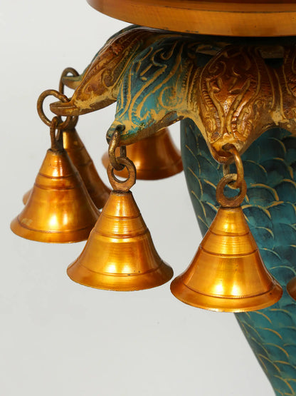 ब्रैसौरा® कोई फिश ब्रास उर्ली हैंगिंग बेल्स के साथ | शुद्ध पीतल | ऊंचाई 24 इंच और वज़न 15.60 किलोग्राम