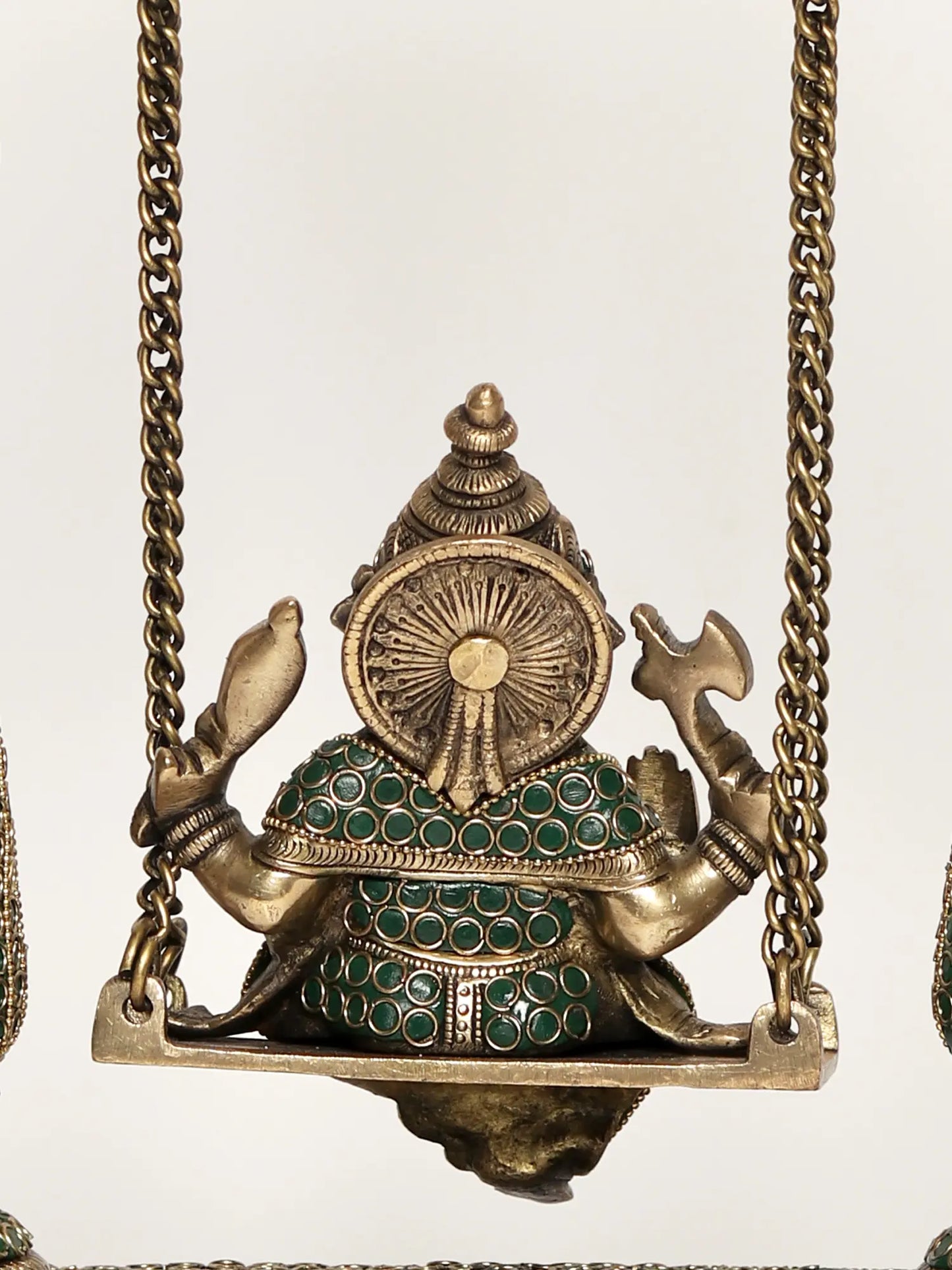 Brassaura® Jhula Ganesha with Ornate Pillars | Pure Brass with Meenakari Inlay Work | Height 16 Inches & Weight 6.94 kgs