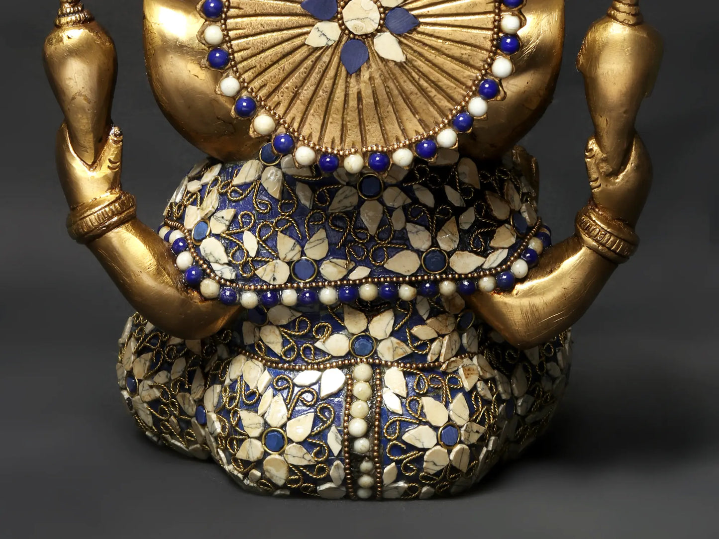 Brassaura™ Blessing Lord Ganesha Brass Idol with Inlay Work | Height 9 Inches & Weight 4.33 kgs