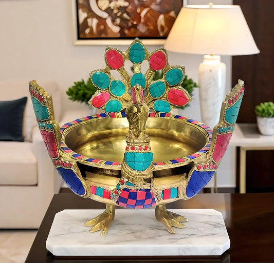Brassaura™ Intricately Handcrafted Brass Urli – 2 kgs, 9 Inches Height – Traditional Decorative Bowl for Home Ambiance