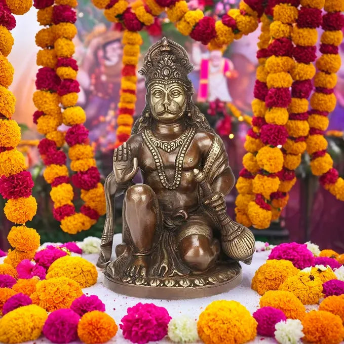 Brassaura™ Handcrafted Brass Hanuman Figurine – Height 4 Inches & Weight 3.3 Kgs