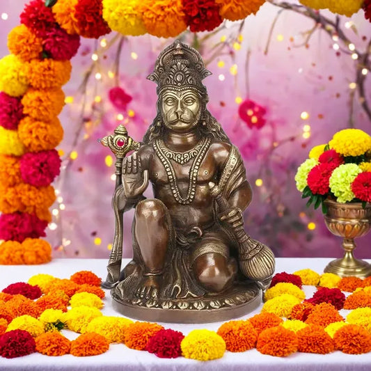 Brassaura™ Handcrafted Brass Hanuman Figurine – Height 4 Inches & Weight 3.3 Kgs