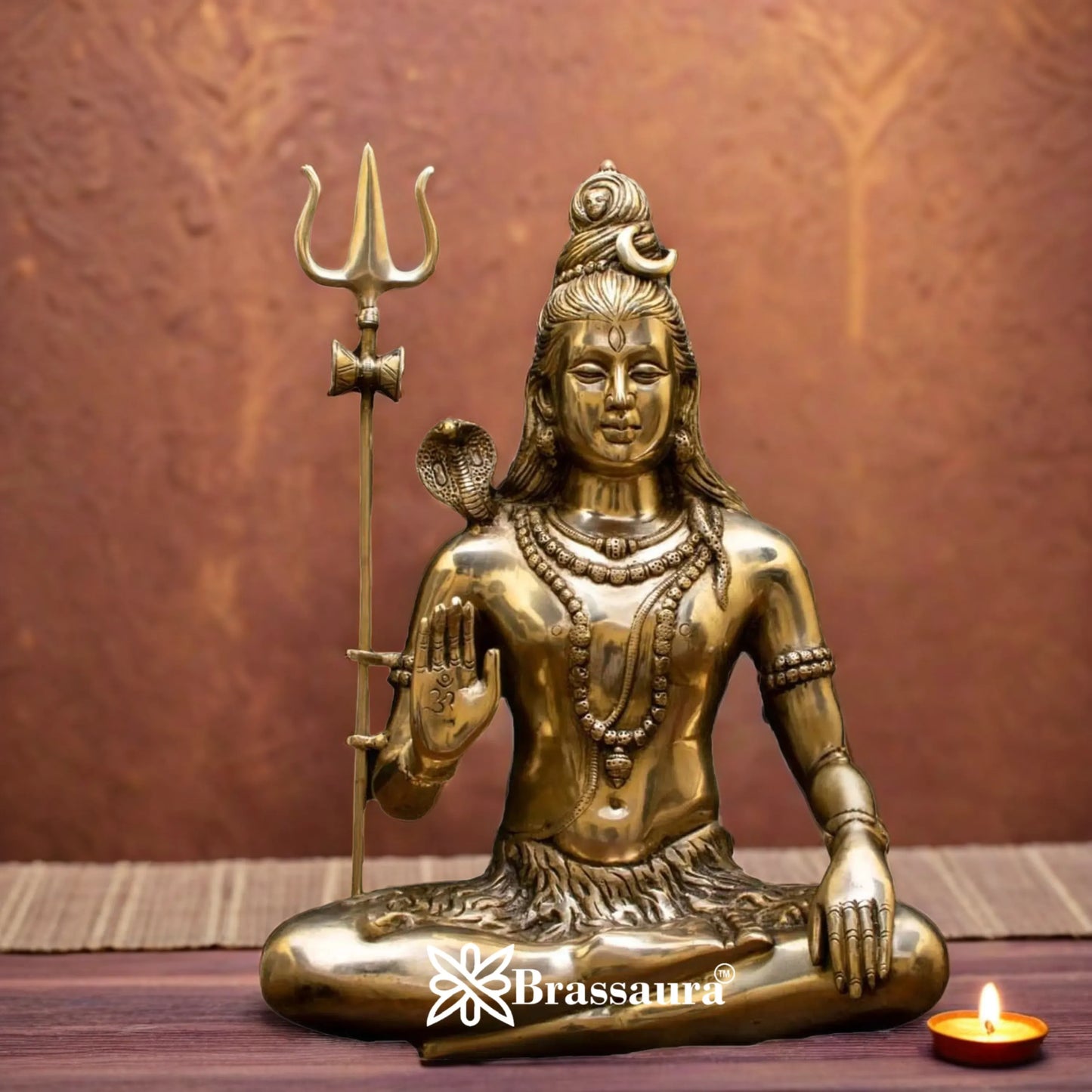 Brassaura™ Brass Shiva Idol – Height 19 & Weight 11.7 Kgs | Traditional Murti for Puja Room & Mandir