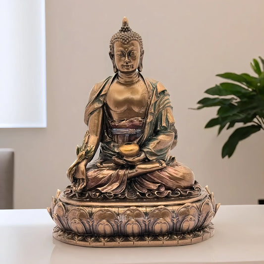 Brassaura™ Resin Buddha Statue – Height 6 Inches & Weight 0.475 Kgs | Peaceful Meditation Idol for Home & Temple Décor