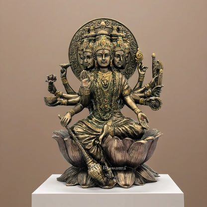Brassaura™ Resin Gayatri Devi Statue – Height 10 Inches & Weight 2.49 Kgs | Divine Goddess Idol for Temple & Spiritual Décor