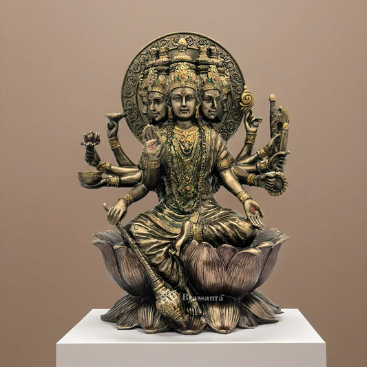 Brassaura® Resin Gayatri Devi Statue – Height 10 Inches  | Divine Goddess Idol for Temple & Spiritual Décor