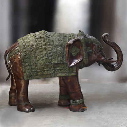 Brassaura® Brass Standing Elephant Sculpture | Height 50 Inches