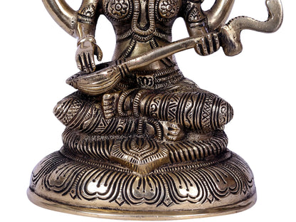 Brassaura® Brass Goddess Saraswati Statue | Height 8 Inches & Weight 1.80 kg