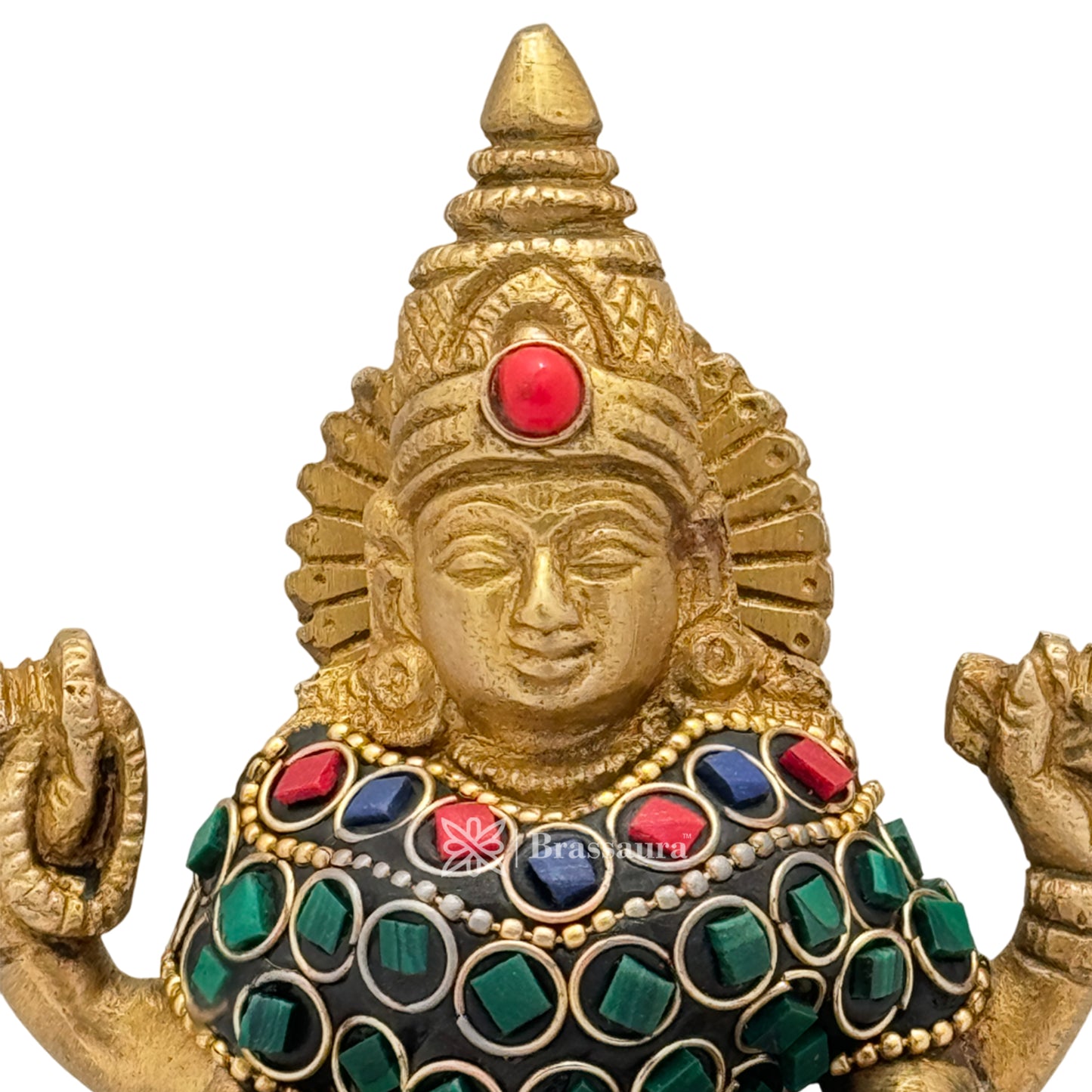 Brass Gem Stone Work Saraswati MATA Idol for Home and Decor Weight .8 Kg Height 12 cm