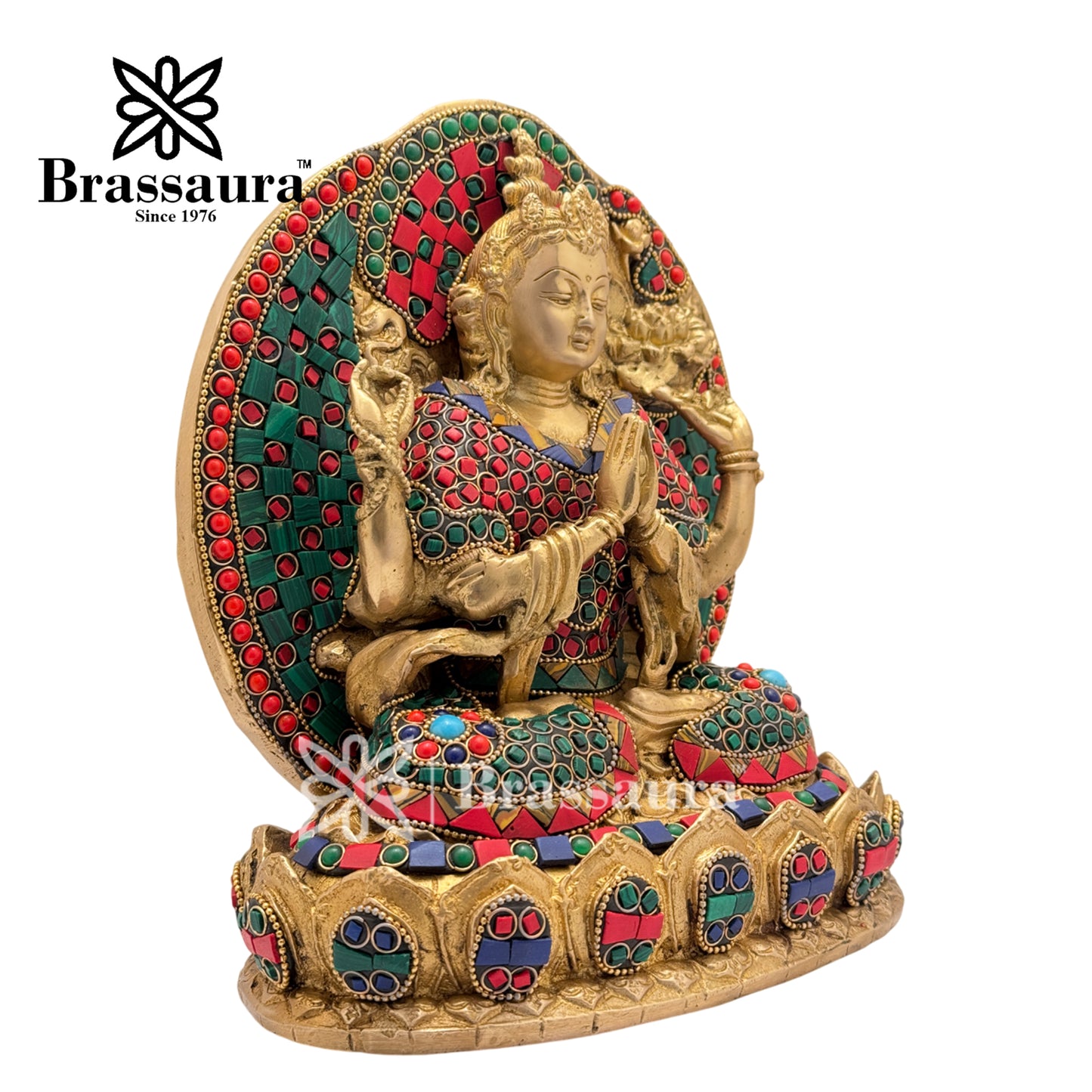 Brass Gem Stone Work Tara Idol for Home and Decor Weight 5.7 Kg Height 24 cm