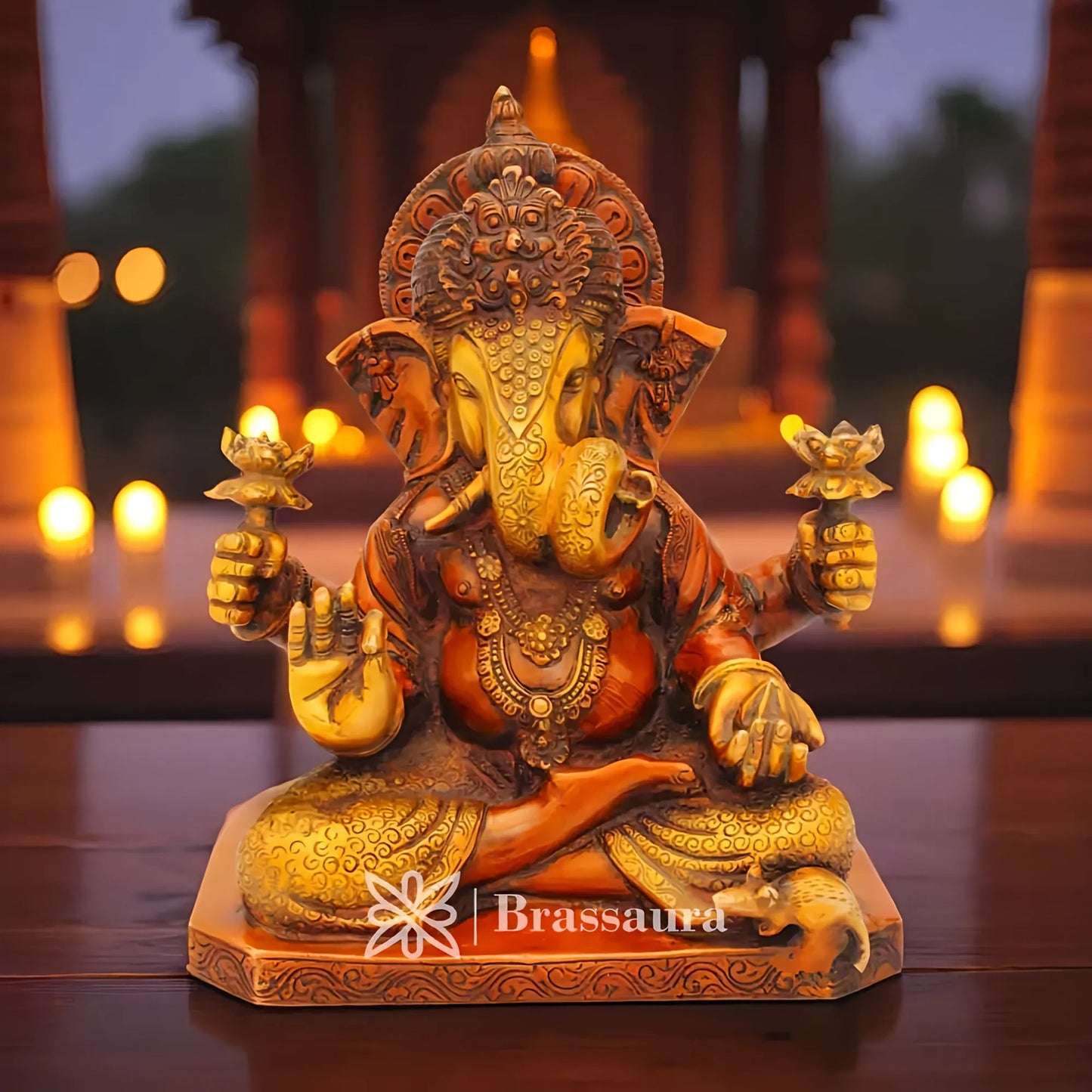Brassaura™ Brass Ganesha Statue – “Pathfinder of Success” | Height 9 Inches & Weight 5 Kgs