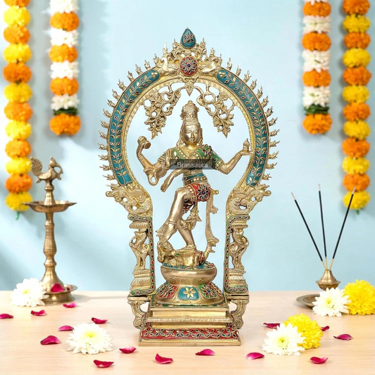 Brassaura® Brass Natraj Lord Shiva Dancing Idol | Height 17.5 Inches
