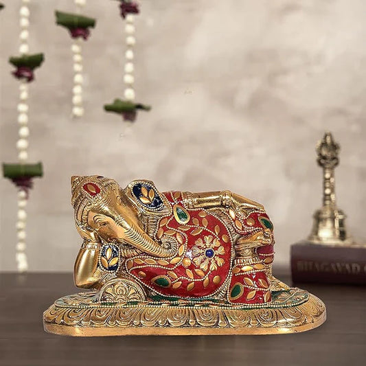 Brassaura® Brass Ganesha Statue Idol | Height 4 Inches