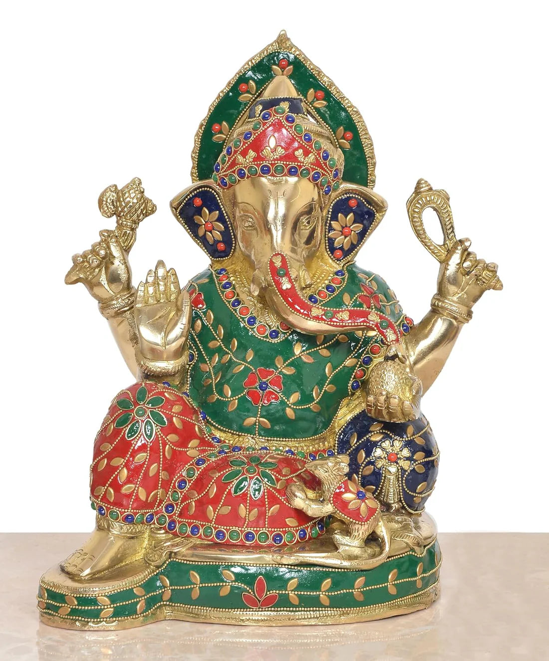 Brassaura® Brass Lord Ganesha Sitting Idol | Height 12 Inches