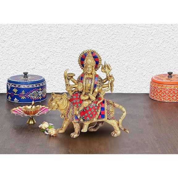 ब्रासोरा® वृंदावन वेणुगोपाल कृष्ण पीतल की प्रतिमा मोर के साथ | एंटीक नीला और सुनहरा रंग | ऊँचाई 20 इंच