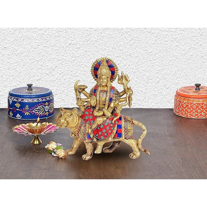 ब्रासोरा® वृंदावन वेणुगोपाल कृष्ण पीतल की प्रतिमा मोर के साथ | एंटीक नीला और सुनहरा रंग | ऊँचाई 20 इंच