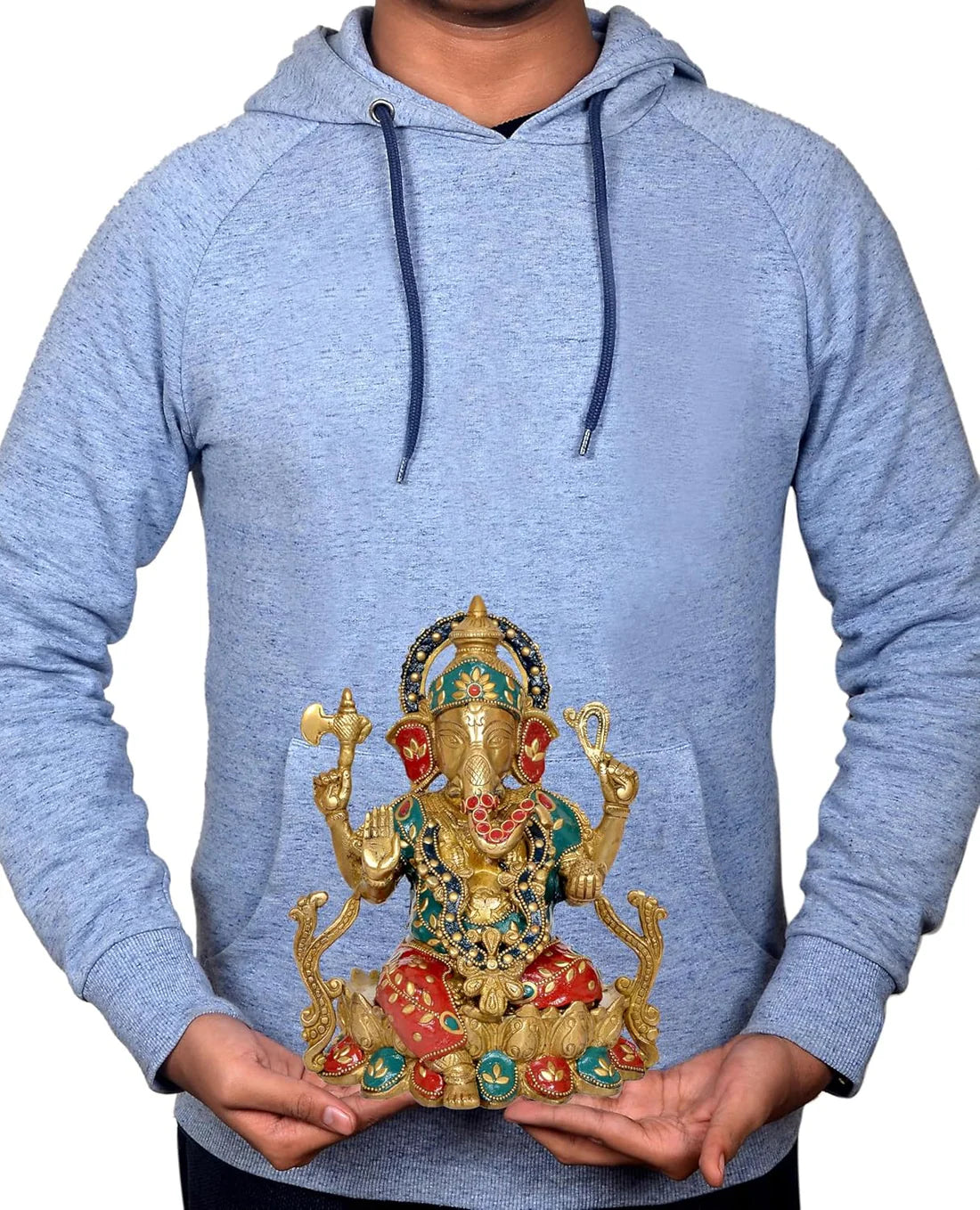 ब्रासोरा® वृंदावन वेणुगोपाल कृष्ण पीतल की प्रतिमा मोर के साथ | एंटीक नीला और सुनहरा रंग | ऊँचाई 20 इंच