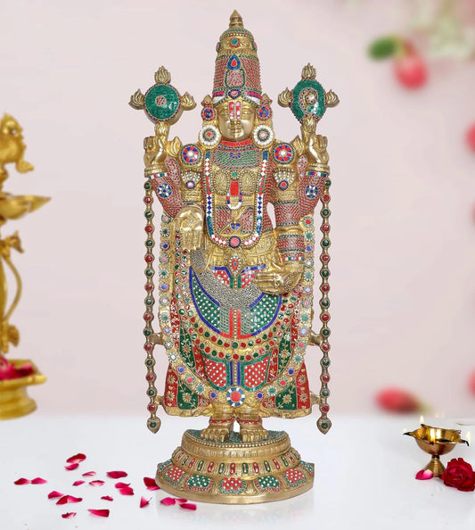 Brassaura® Brass Tirupati Balaji Big Idol Statue | Height 46 Inches