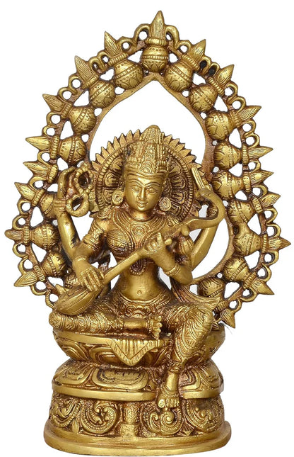 ब्रासोरा® वृंदावन वेणुगोपाल कृष्ण पीतल की प्रतिमा मोर के साथ | एंटीक नीला और सुनहरा रंग | ऊँचाई 20 इंच