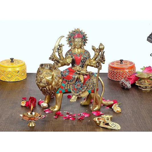 Brassaura® Brass Mother Goddess Durga Statue | Height 10 Inches