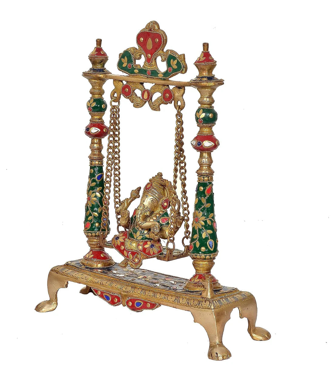 Brassaura® Brass Ganesha Swing Idol Statue | Height 16.5 Inches