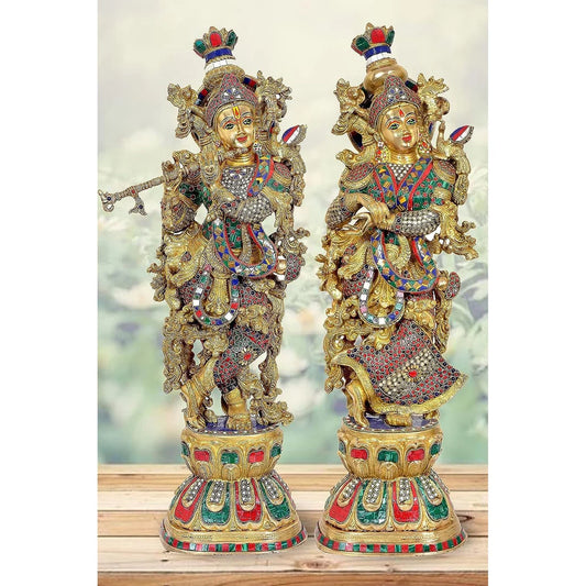 Brassaura® Brass Radha Krishna Murti Idol Statue Sculpture | Height 29 Inches