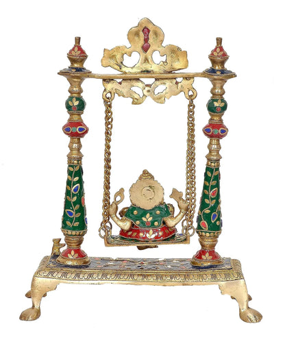 Brassaura® Brass Ganesha Swing Idol Statue | Height 16.5 Inches