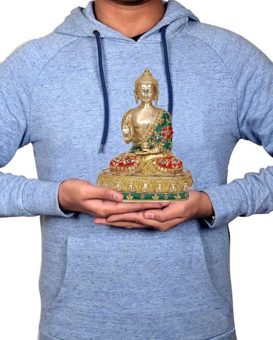 Brassaura® Brass Buddha Statue | Height 9.5 Inches