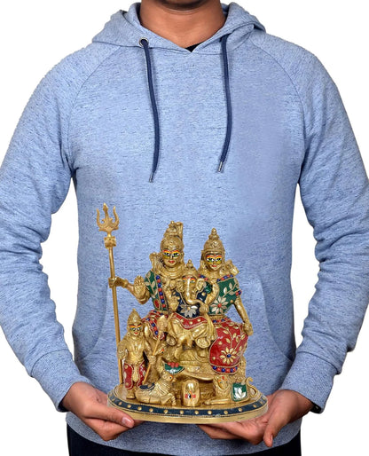 Brassaura® Brass Shiv Parivar Statue | Height 10 Inches | Multicolor Shiva Family Idol for Home & Mandir