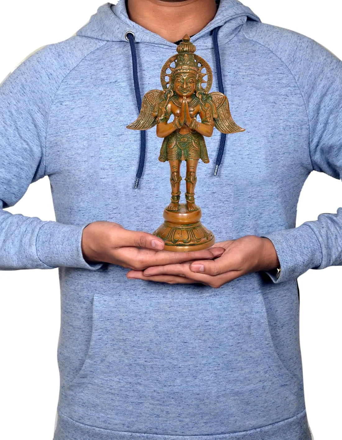 Brassaura® Garuda Bhagwan Standing Brass Statue | Traditional Handcrafted Decor Idol | Height 11.5 Inches