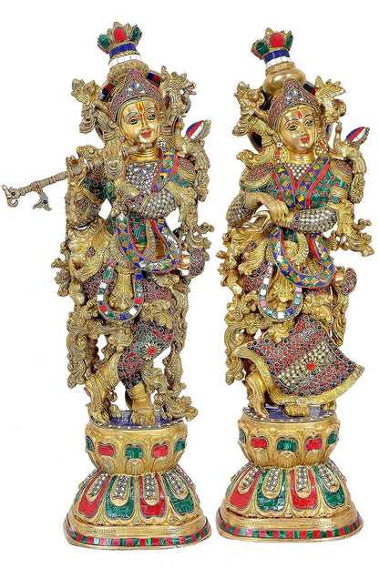 Brassaura® Brass Radha Krishna Murti Idol Statue Sculpture | Height 29 Inches