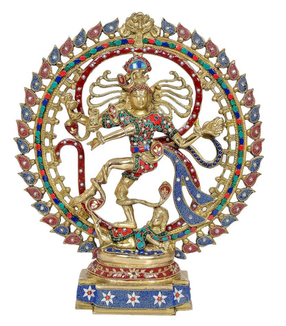ब्रासोरा® वृंदावन वेणुगोपाल कृष्ण पीतल की प्रतिमा मोर के साथ | एंटीक नीला और सुनहरा रंग | ऊँचाई 20 इंच
