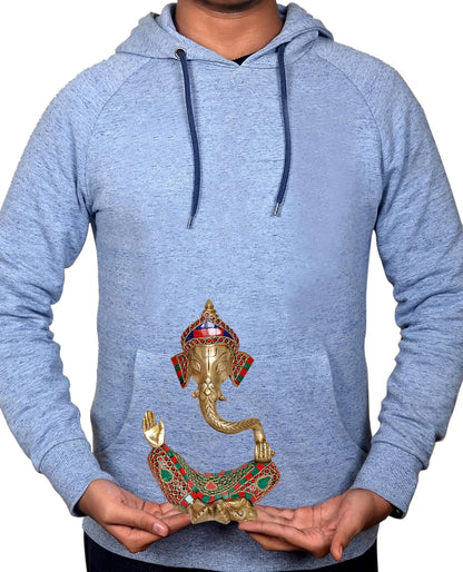 Brassaura® Modern Ganesha Brass Idol with Stonework | Pure Brass | Height 10 Inches