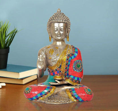 ब्रासोरा® वृंदावन वेणुगोपाल कृष्ण पीतल की प्रतिमा मोर के साथ | एंटीक नीला और सुनहरा रंग | ऊँचाई 20 इंच