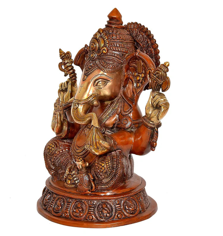 Brassaura® Brass Multicolour Ganesha Murti | Height 16 Inches