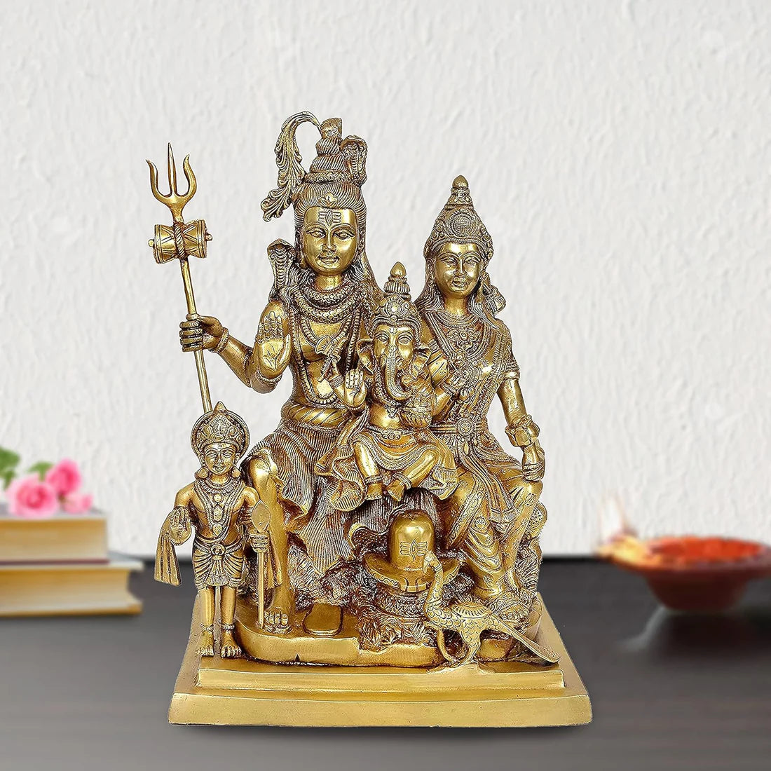 Brassaura® Brass Shiv Parivar Murti Idol Statue | Height 15.4 Inches