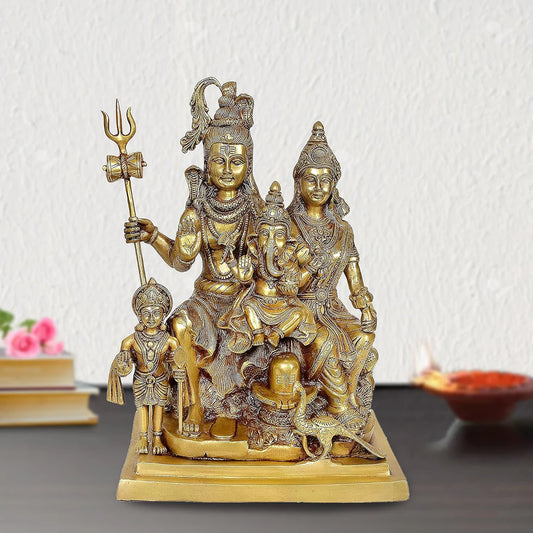 Brassaura® Brass Shiv Parivar Murti Idol Statue | Height 15.4 Inches