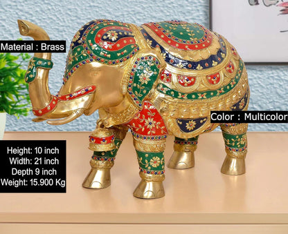 Brassaura® Brass Elephant Statue | Height 10 Inches